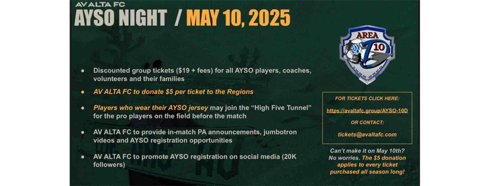 AV ALTA FC AYSO NIGHT MAY 10, 2025